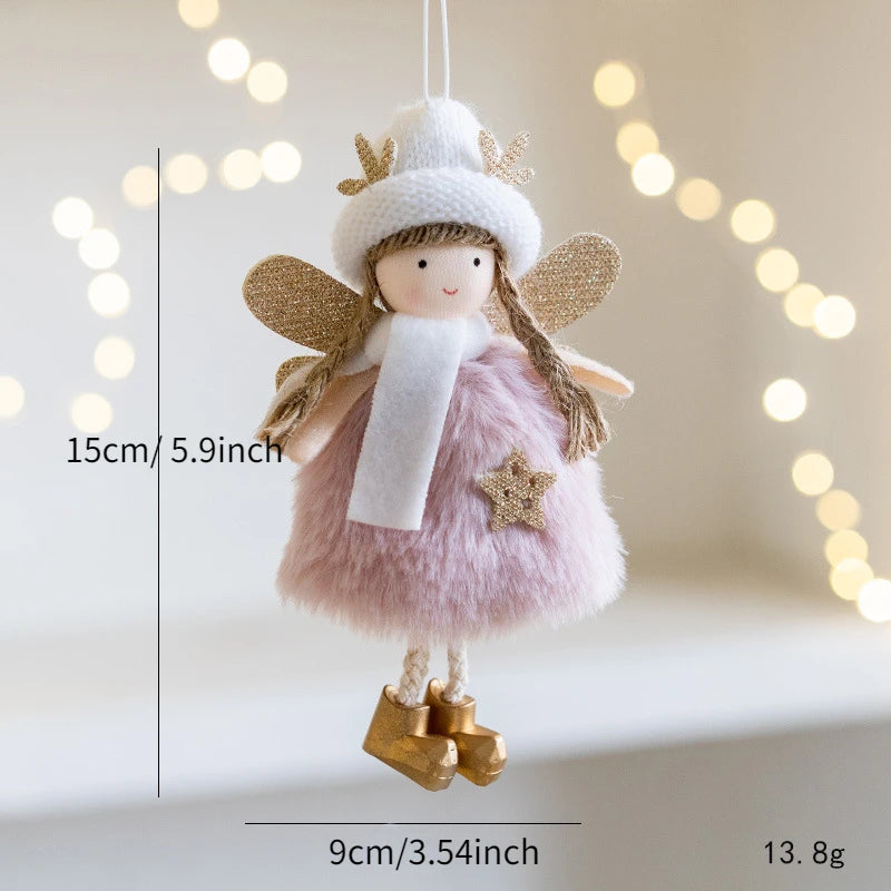Christmas Mouse Doll Pendant – Ballet Angel Plush Ornament for Tree Decoration & New Year Gifts