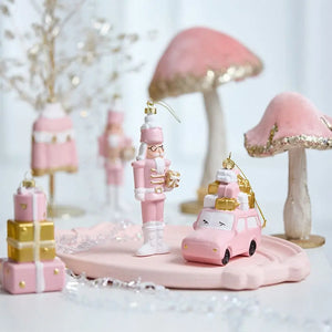 Pink Christmas Hanging Ornaments – Tree Baubles, Wreath & Gift Box Decorations for Holiday and Party Décor