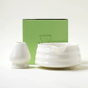 2 Pieces Traditional Japanese Matcha Bowl and Whisk Holder Tea Bowl with Pouring Spout for Office Table Tea Ceremony Party Gift