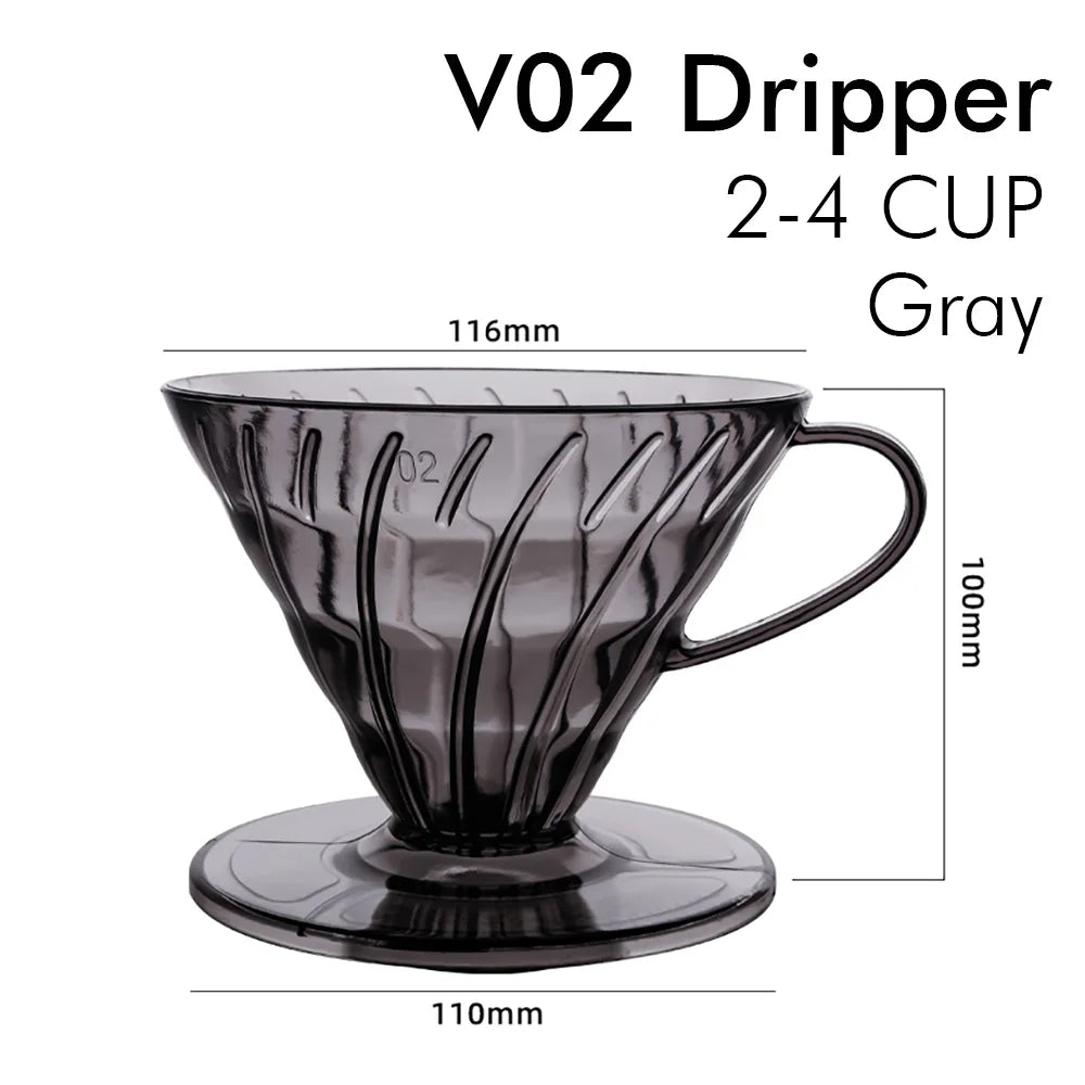 Coffee Filters 60 Plastic V Shape Pour over Coffee Filter Cup Cone Shape Drip Coffee Funnel Dark Gray Spiral Ribs  02 Dripper