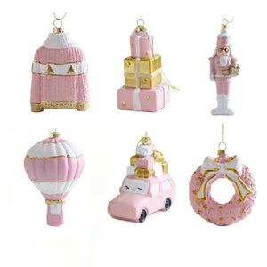 Pink Christmas Hanging Ornaments – Tree Baubles, Wreath & Gift Box Decorations for Holiday and Party Décor