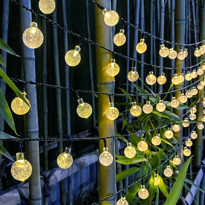 Solar Bubble Ball String Lights – Waterproof Outdoor LED Orbs for Patio, Garden, Christmas & Holiday Parties