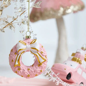 Pink Christmas Hanging Ornaments – Tree Baubles, Wreath & Gift Box Decorations for Holiday and Party Décor