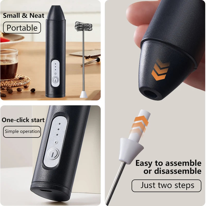 Wireless Milk Frs Electric Handheld Blender Electrical Mini Coffee Maker Whisk Mixer with USB for Coffee Cappuccino Cream