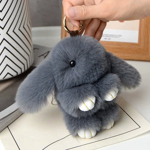 15Cm Fluffy Rabbit Fur Pompon Bunny Keychain Soft Cute Rabbit Toy Key Chain Bag Decoration Accessories Gift for Girls